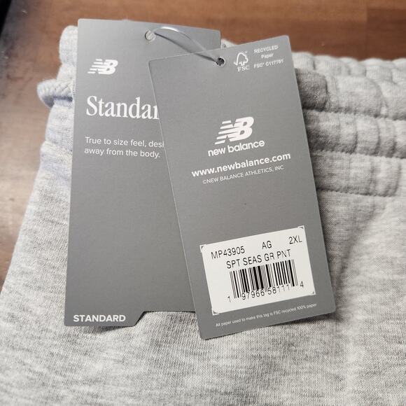New Balance men's standard fit sweatpants sea grey pant  2XL - Picture 6 of 6